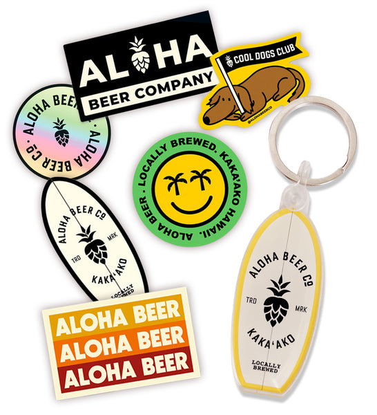 Aloha Beer（アロハ ビアー） ステッカー＆キーホルダーセット