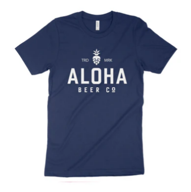 Aloha Beer（アロハ ビアー） ユニセックス　ロゴTシャツ ネイビー