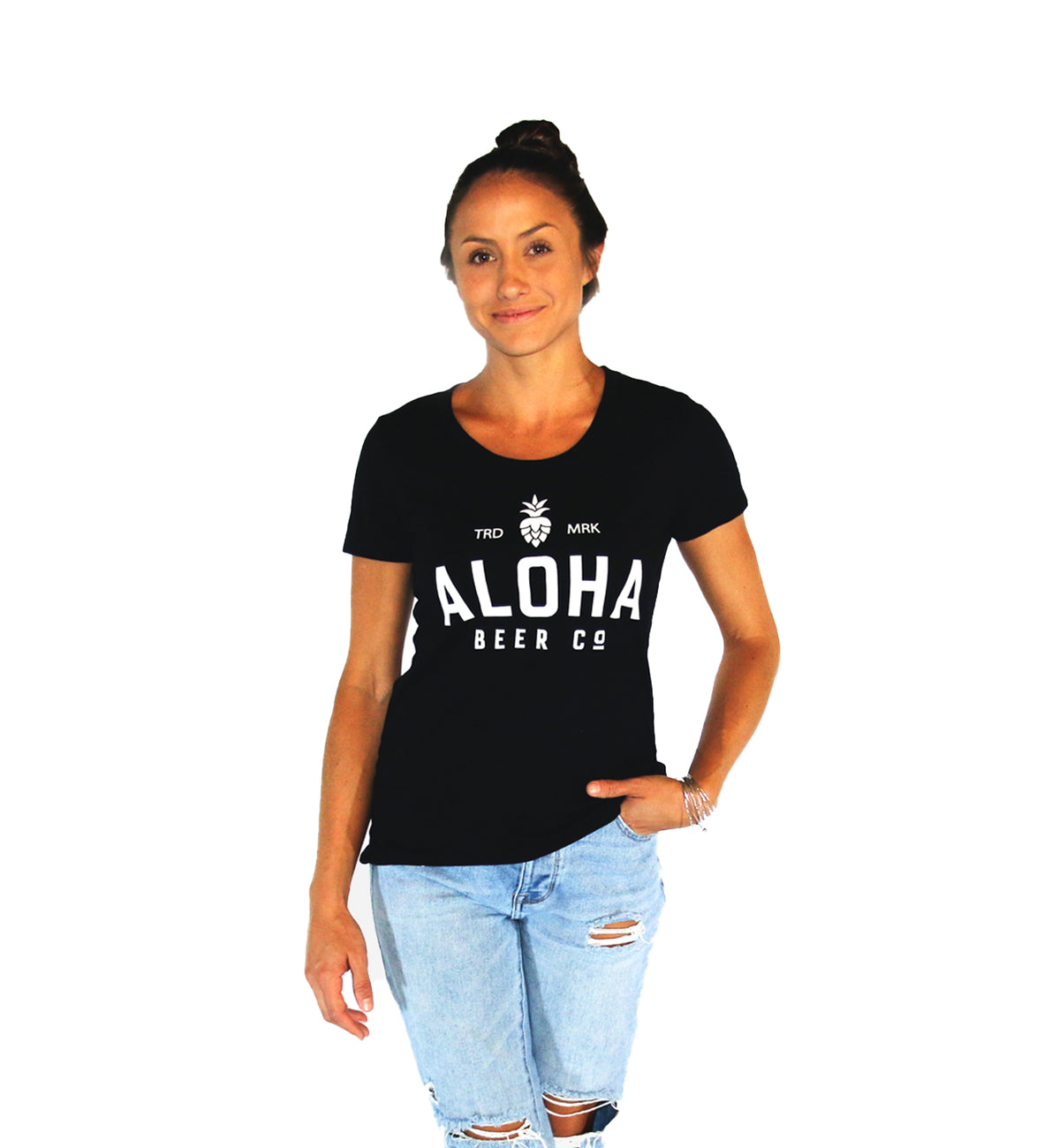 Aloha Beer（アロハ ビアー） Tシャツ レディース ブラック